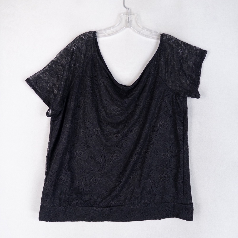 Torrid Top Shirt 2X Black Floral Lace Off Shoulder Pullover Feminine Casual